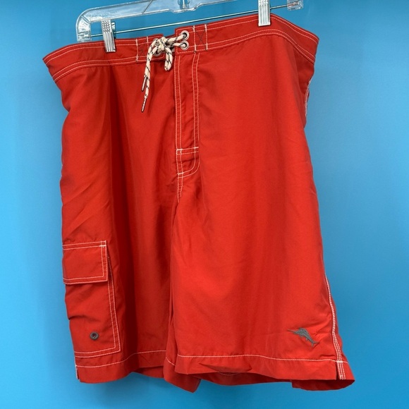 Tommy Bahama Red Board Shorts with Classic Surf Style - Picture 1 of 6